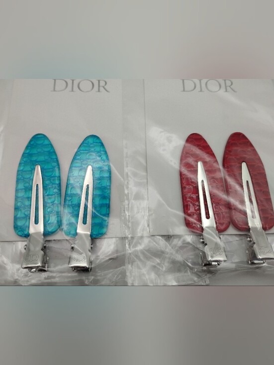 Dior Other - Dior Blue and Red Textured Hair Clips BRAND NEW -AUTHENTIC
